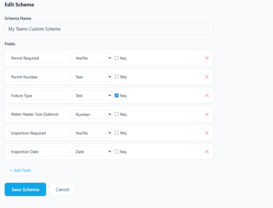 Custom schema builder